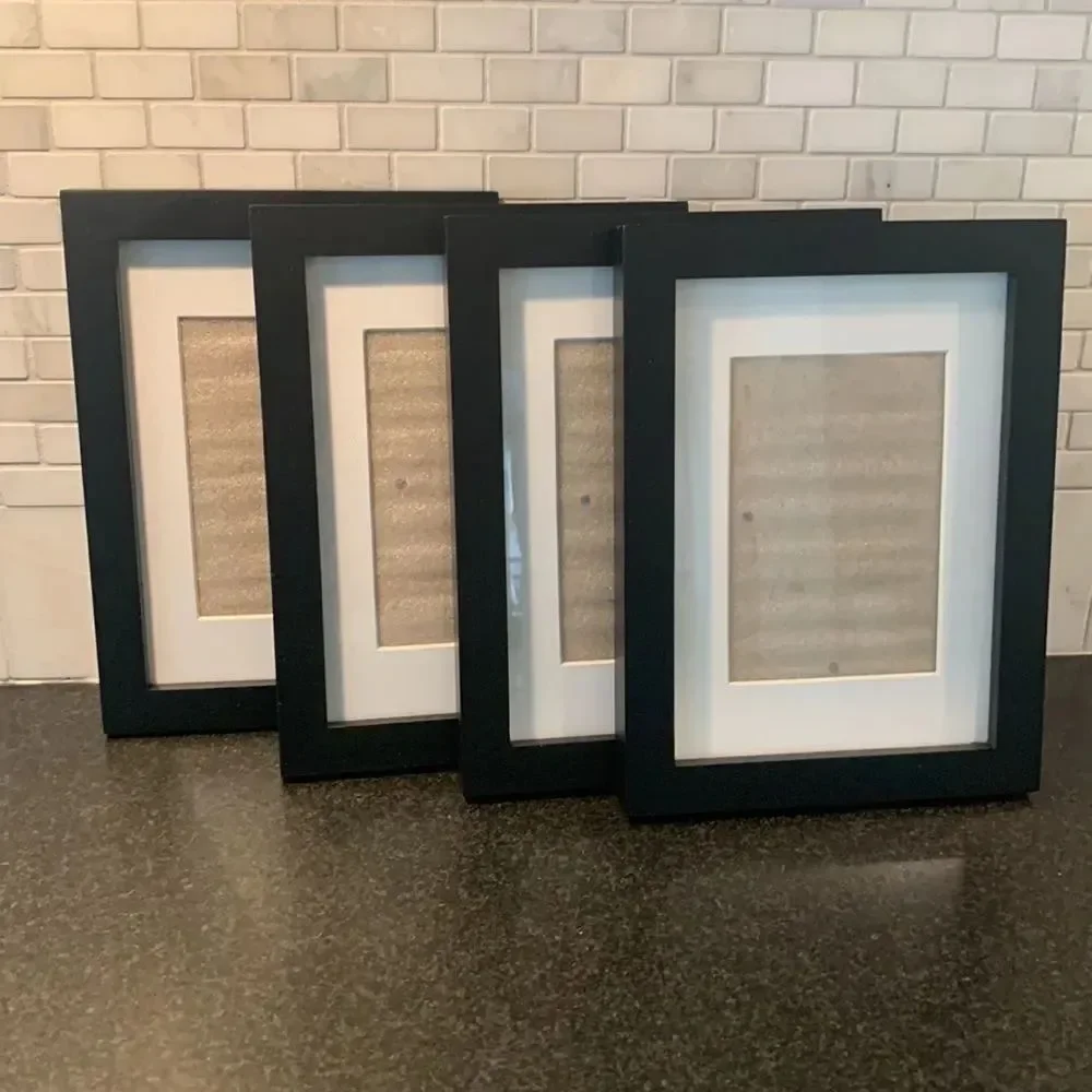 Set of 4 Black Wood Gallery Frames – 5x7 or 4x6 Modern Minimalist Display